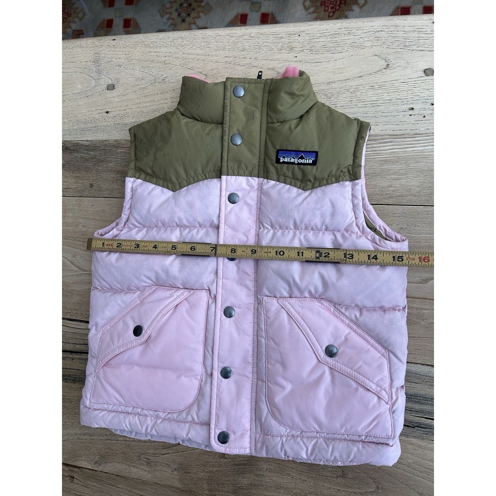 Patagonia Puffer Vest Girls Size XS Brown/Pink - Picture 10 of 11